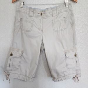 🔴3/$20 Tommy Hilfiger Cream Cargo Khaki Bermuda Shorts Size 6